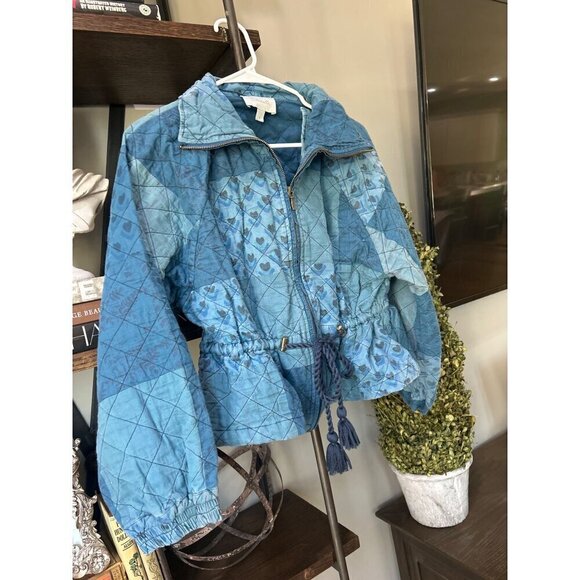 Cleobella Quilted Patchwork Lightweight Jacket Indigo Womens Size Small - Picture 10 of 14